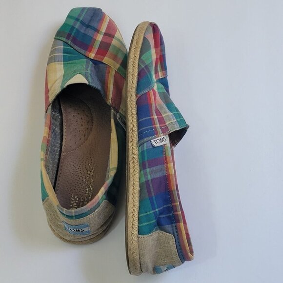 TOMS slip on shoes Womens Size 9.5 multicolor plaid - Picture 6 of 7